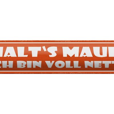 Blechschild Spruch 46x10cm halt`s Maul ich bin voll nett Dekoration