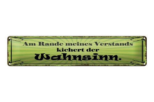 Blechschild Spruch 46x10cm Am Rande Verstands Wahnsinn Dekoration