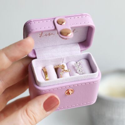 Mini caja de anillas de viaje morada