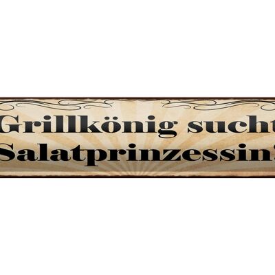 Blechschild Spruch 46x10cm Grillkönig sucht Salatprinzessin Dekoration