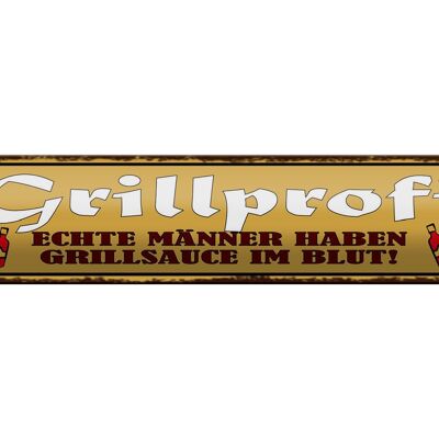 Blechschild Spruch 46x10cm Grillprofi echte Männer im Blut Dekoration