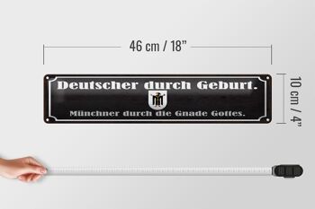 Plaque en tôle disant 46x10cm Allemand de naissance Décoration Munich 4