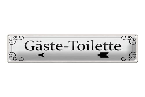 Blechschild Hinweis 46x10cm Gäste-Toilette links Pfeil Dekoration