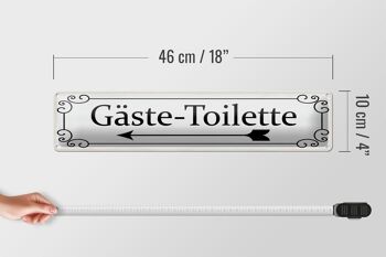 Signe en étain note 46x10cm toilettes invités décoration flèche gauche 4