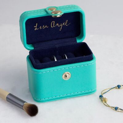Verde mar & amp; Mini caja de anillas de viaje azul marino