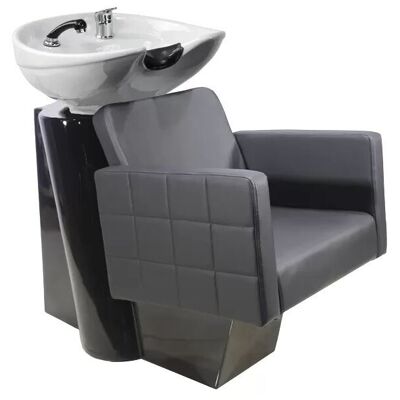 Fauteuil Bac de Lavage CAPRI - Noir, Cuvette Céramique Blanche