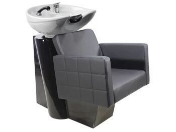 Fauteuil Bac de Lavage CAPRI - Noir, Cuvette Céramique Blanche