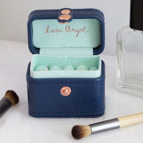 Navy &amp; Mint Mini Travel Ring Box