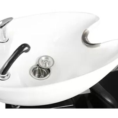 GRENADA Waschbeckensessel mit verschiebbarem Sitz – Schwarz, neigbare Schüssel