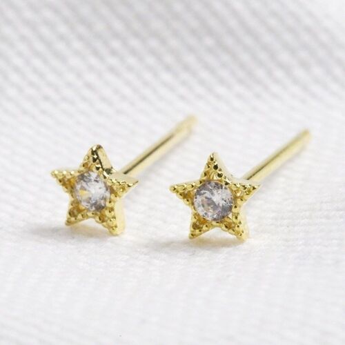 Sterling silver star earrings -Gold