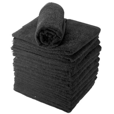 Schwarzes Frotteehandtuch aus 100 % Baumwolle (50 x 80 cm) x12
