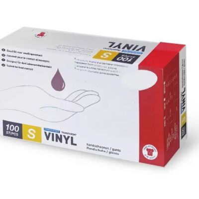 Guantes de vinilo transparente - Talla pequeña, caja de 100