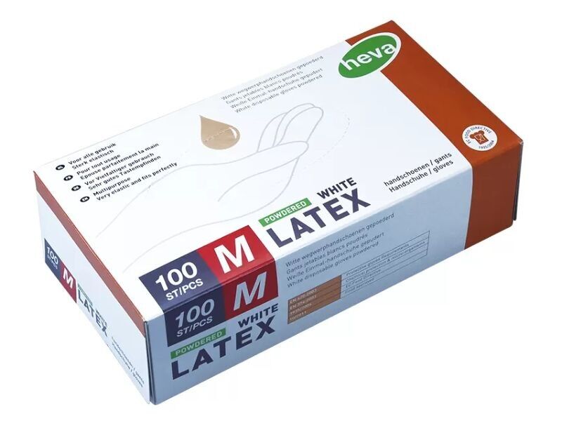 Powdered Latex Gloves - Size Medium, Box of 100