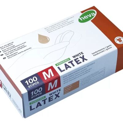 Guantes de látex con talco - Talla mediana, caja de 100