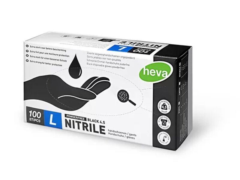 Black Nitrile Gloves - Size L, Box of 100