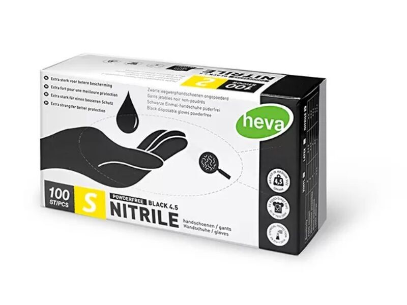 Black Nitrile Gloves - Size S, Box of 100