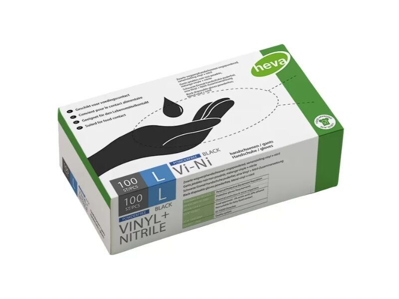 VINI Black Gloves - Size Large (95% vinyl 5% nitrile)