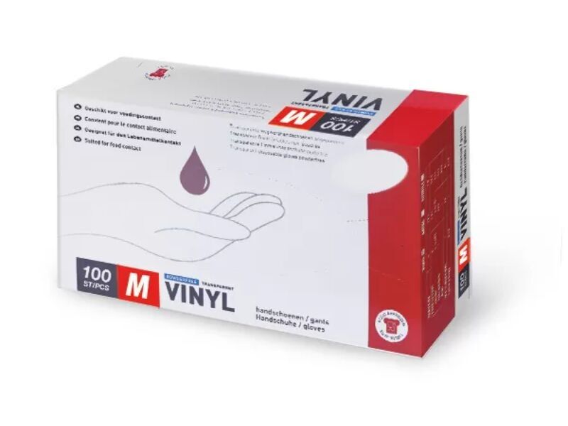 Guanti in vinile trasparente - Taglia media, scatola da 100
