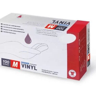 Guantes de vinilo transparente - Talla mediana, caja de 100