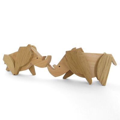 Giocattoli magnetici in legno fatti a mano Esnaf - Regno Animale - Rinoceronte