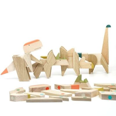 Jouets magnétiques en bois faits à la main Esnaf - Collection Jeu de Dinosaures