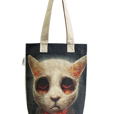 Baumwolltragetasche mit Aufdruck „Traurige Kätzchenaugen“ (3er-Pack)