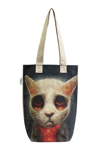 Sad Kitten Eyes Print Cotton Tote Bag (Pack of 3) 1