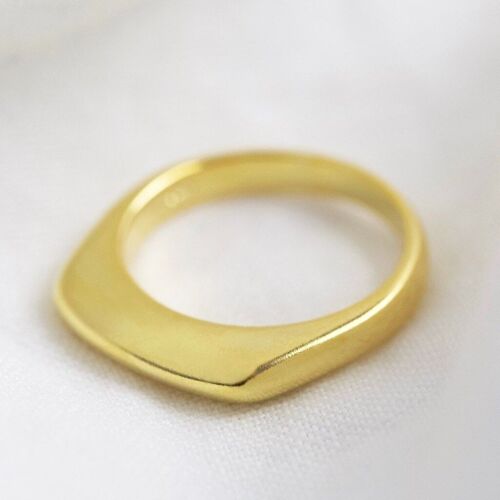 Gold Sterling Silver Thin Geometric Ring - Medium