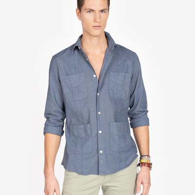 CAMICIA GUAYABERA BLU MARINO