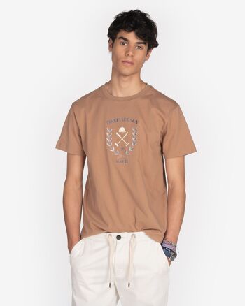 T-SHIRT DE TENNIS EN CUIR MARRON 1