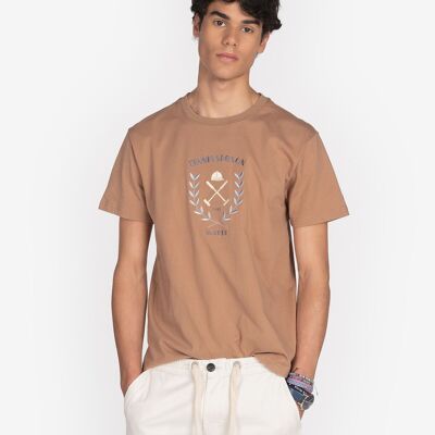 T-SHIRT TENNIS MARRONE IN PELLE