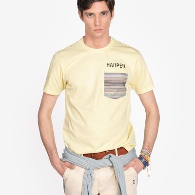 T-SHIRT CON TASCHE GIALLO CEDRO