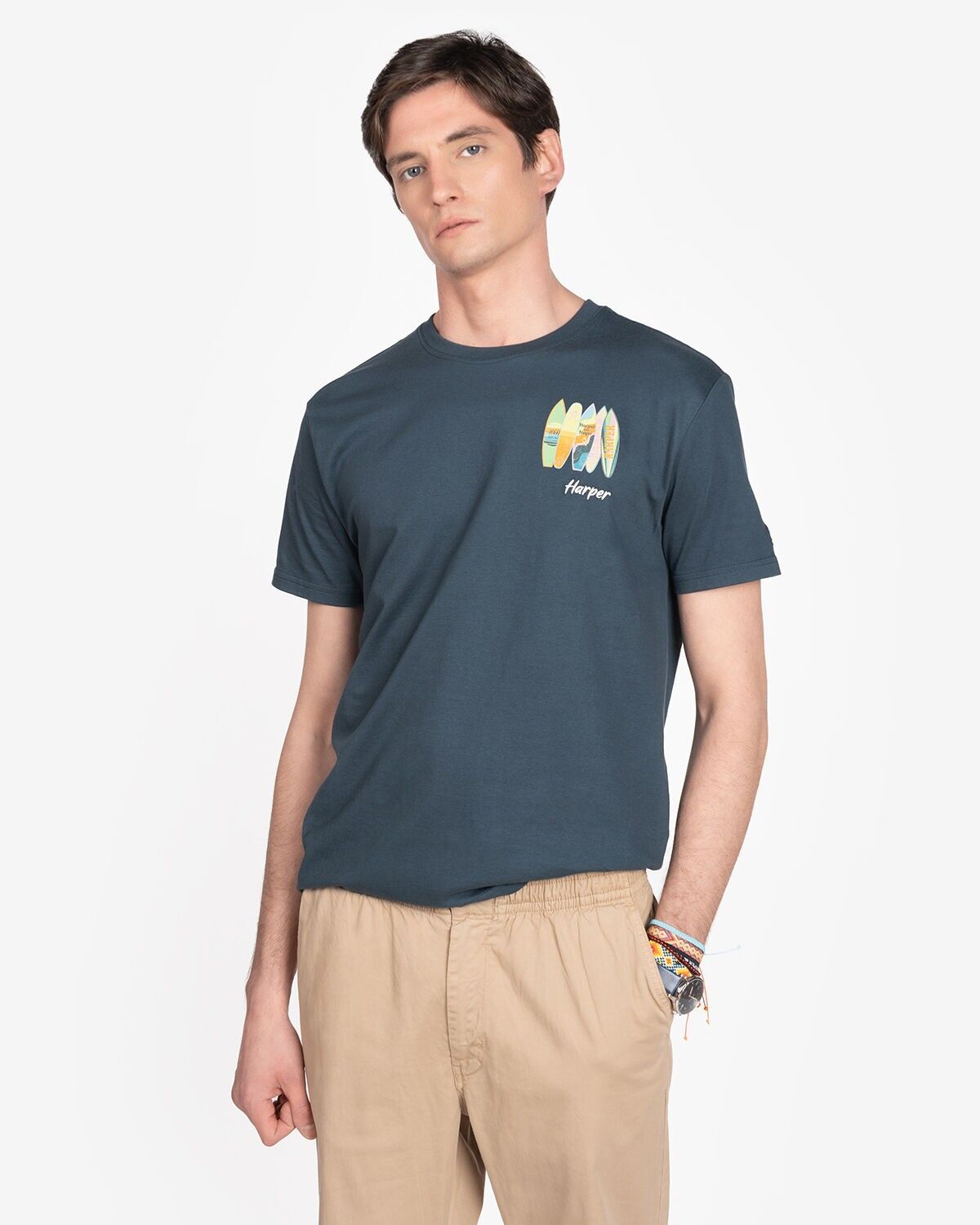 T-SHIRT IN DENIM SCURO ALOHA