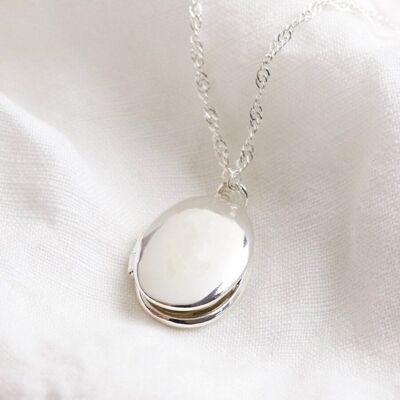 Ovale Medaillon-Halskette - Silber
