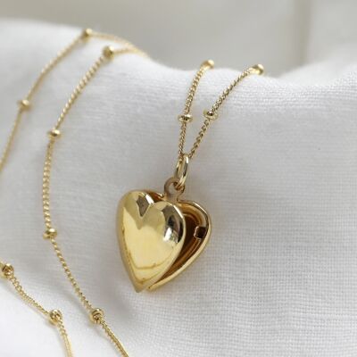 Heart Locket Necklace in Gold