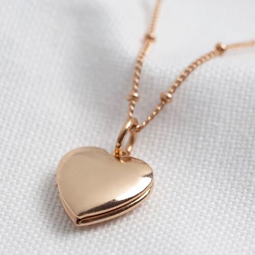 Heart Locket Necklace - Rose Gold