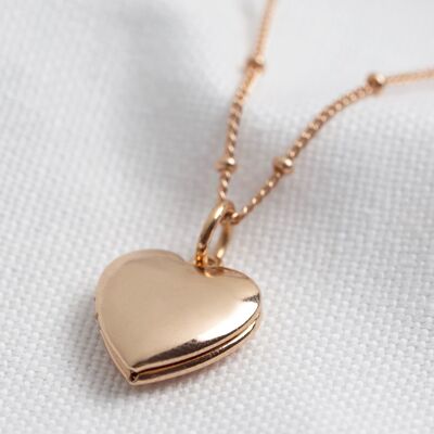 Heart Locket Necklace - Rose Gold