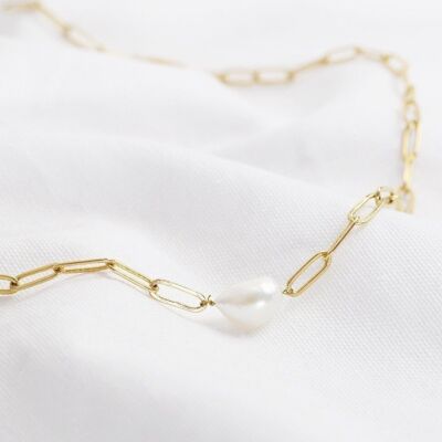 Chain necklace/bracelet with pearl