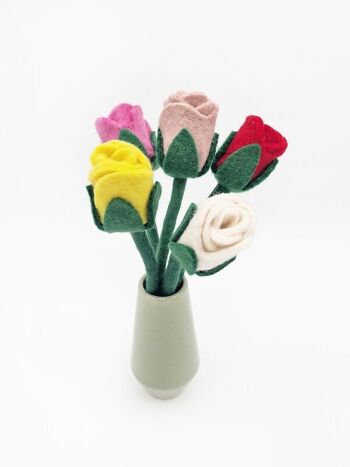 Fleurs en feutrine "Roses" lot de 5, 28cm 2