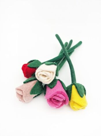 Fleurs en feutrine "Roses" lot de 5, 28cm 3