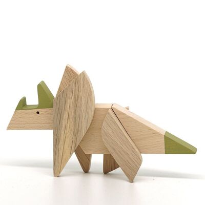 Jouets magnétiques en bois faits à la main - Jeu de dinosaures - Triceratops