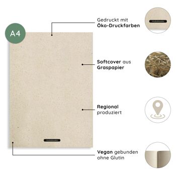 Carnet/agenda/bloc-notes A5 durable en papier d'herbe – Nava Easy 1