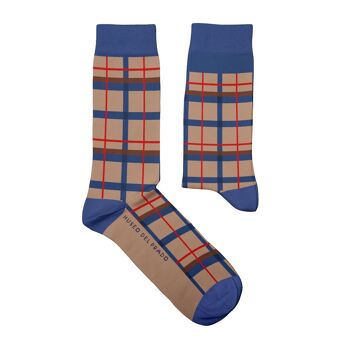 Arte Social Tartan Blue Beige Socks 3