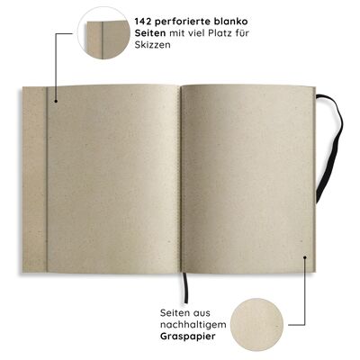 Nachhaltiges A5 Notizbuch/Schreibblock aus Graspapier – Swiss Brochure