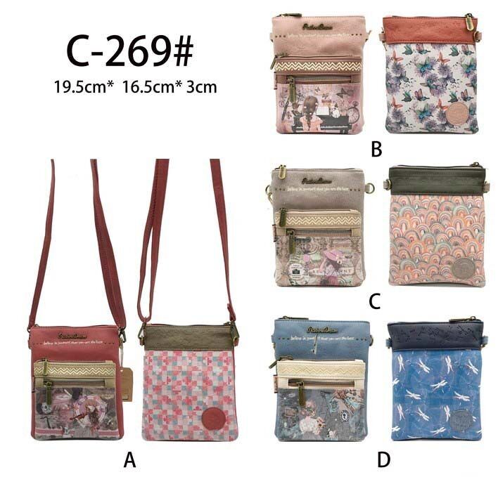 Borsa a tracolla Sweet Candy con 2 tasche frontali da donna