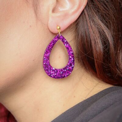 Boucles d'oreilles Gouttes deep violet