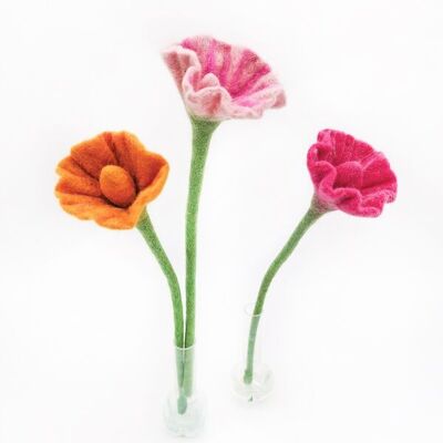 Flores de fieltro "Velia", juego de 3, 35cm