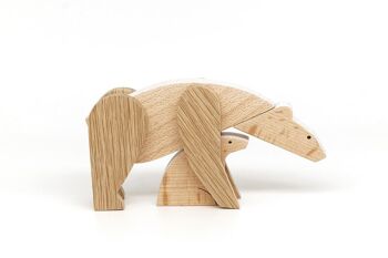 Wooden Handmade Magnetic Toys - Polar Stories Collection - Polar Bear and its Baby 3