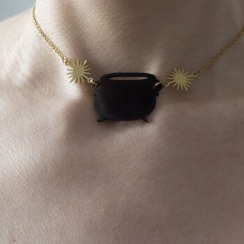 collier pendentif ras-de-cou chaudron - sorcière 4