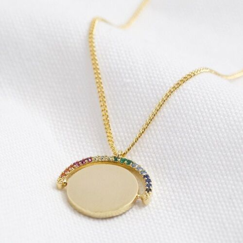 Rainbow Crystal Spinning Disc Necklace